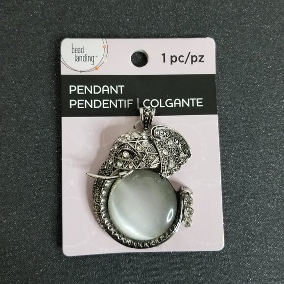 Bead Landing Antiqued Silver/Crystal Elephant Pendant - Picture 1 of 1